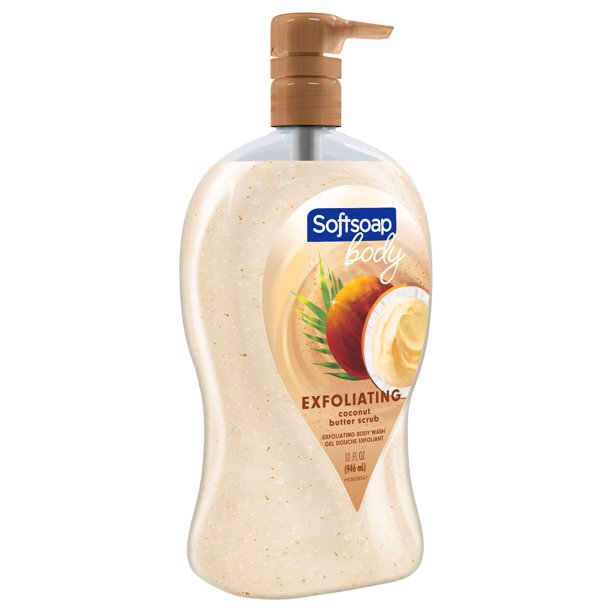 Softsoap Exfoliating Body Wash Pump, Coconut Butter Scrub, 32 Oz Pump