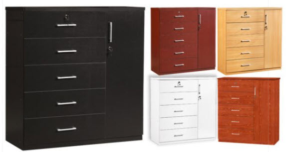 5 Drawer/1Door Chest- Beech ,Mahogany,Black,Cherry Or White