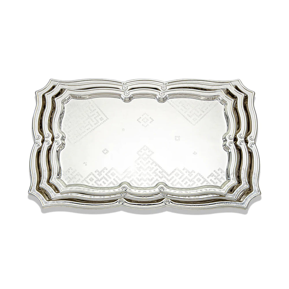 Almarjan 3 Pieces Serving Tray Set Silver