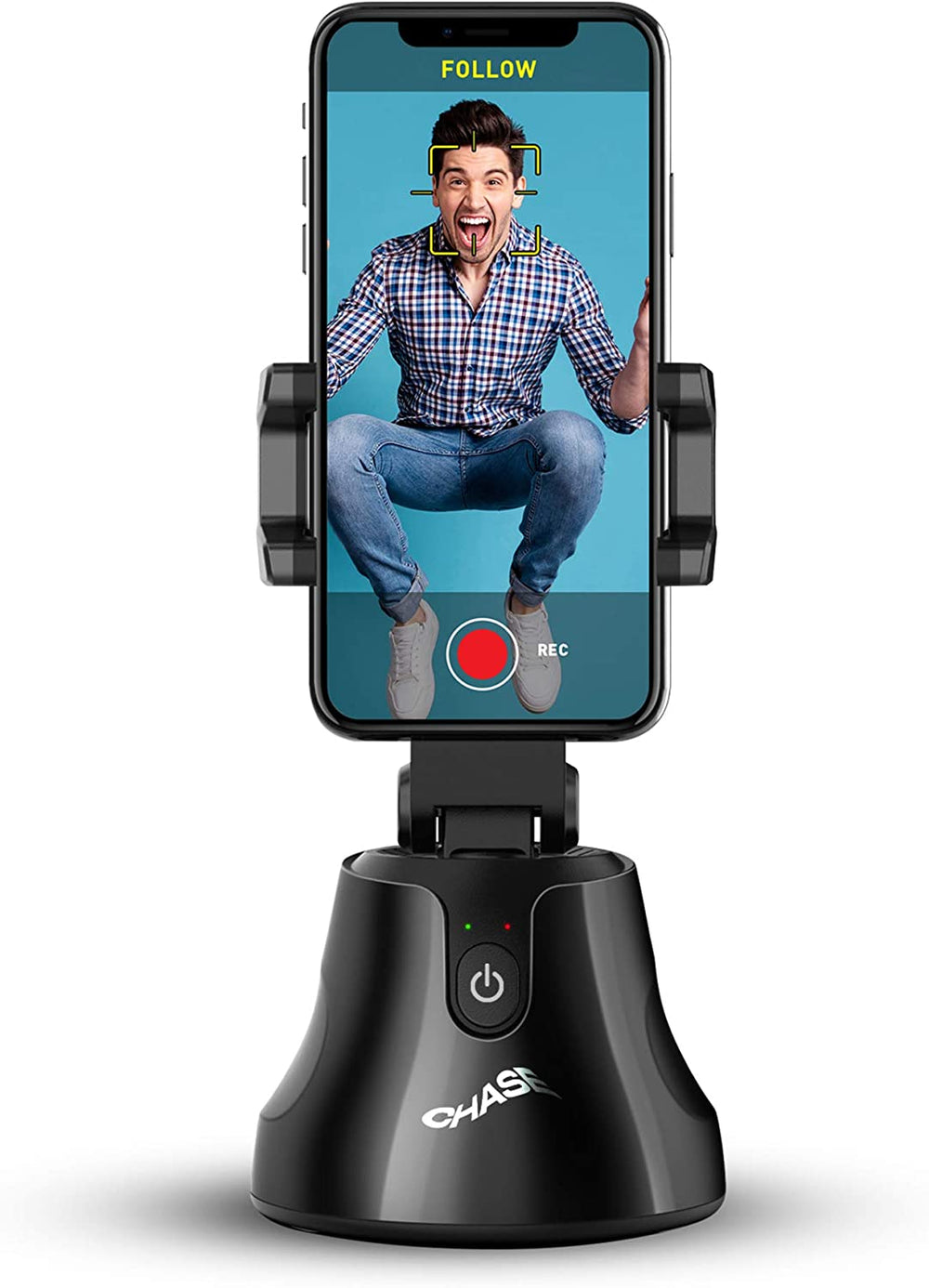 iJoy Chase Phone Tripod with Face Capture, 360° Camera Tripod for Recording Vlogs/Videos. Compatible with iPhone, Samsung and more. Built-in iOS/Android App