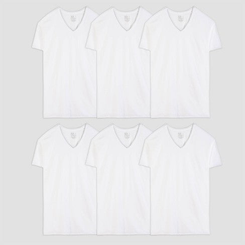 Fruit of the Loom Men's V-Neck T-Shirt - White S