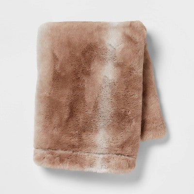 Standard Faux Fur Pillowcase Brown Ombre - Threshold™