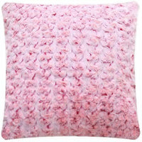 De Moocci Decorative Super Soft Plush-Roses Faux Fur Pillow 18"x18"-Pink