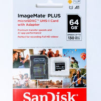 SanDisk 64GB ImageMate PLUS microSDXC UHS-1 Memory Card with Adapter - 130MB/s,