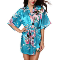 
              Satin Sexy Robe de Chambre Paon 1/2 Manches Peignoir
            