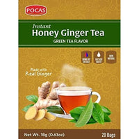 Pocas Instant Honey Ginger Tea Green Tea Flavor -  360g, 20 sachets