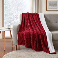 50"x60" Chenille Ribbed Throw Blanket Burgundy - VCNY