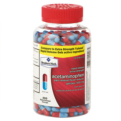 Member's Mark 500mg Extra Strength Acetaminophen Rapid Release Gelcaps (400 ct.)DLC: 07/25