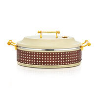 Almarjan Al Waha Collection Oval Hot Pot Matt Beige & Gold