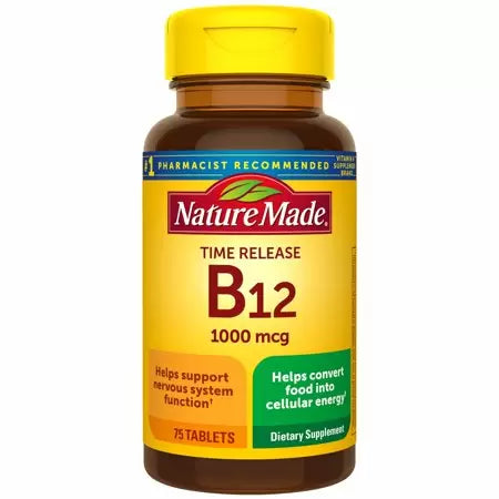 Nature Made Vitamin B12 1000 mcg Time Release Tablets, 75 Count for Metabolic He DLC: OCT23