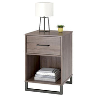 
              Mixed Material Nightstand Gray - Room Essentials™
            