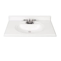 White Cultured Marble Integral Bathroom Vanity Top (Common: 37-in x 22-in; Actual: 37-in x 22-in)