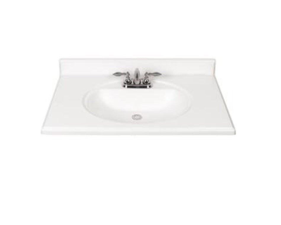 White Cultured Marble Integral Bathroom Vanity Top (Common: 37-in x 22-in; Actual: 37-in x 22-in)