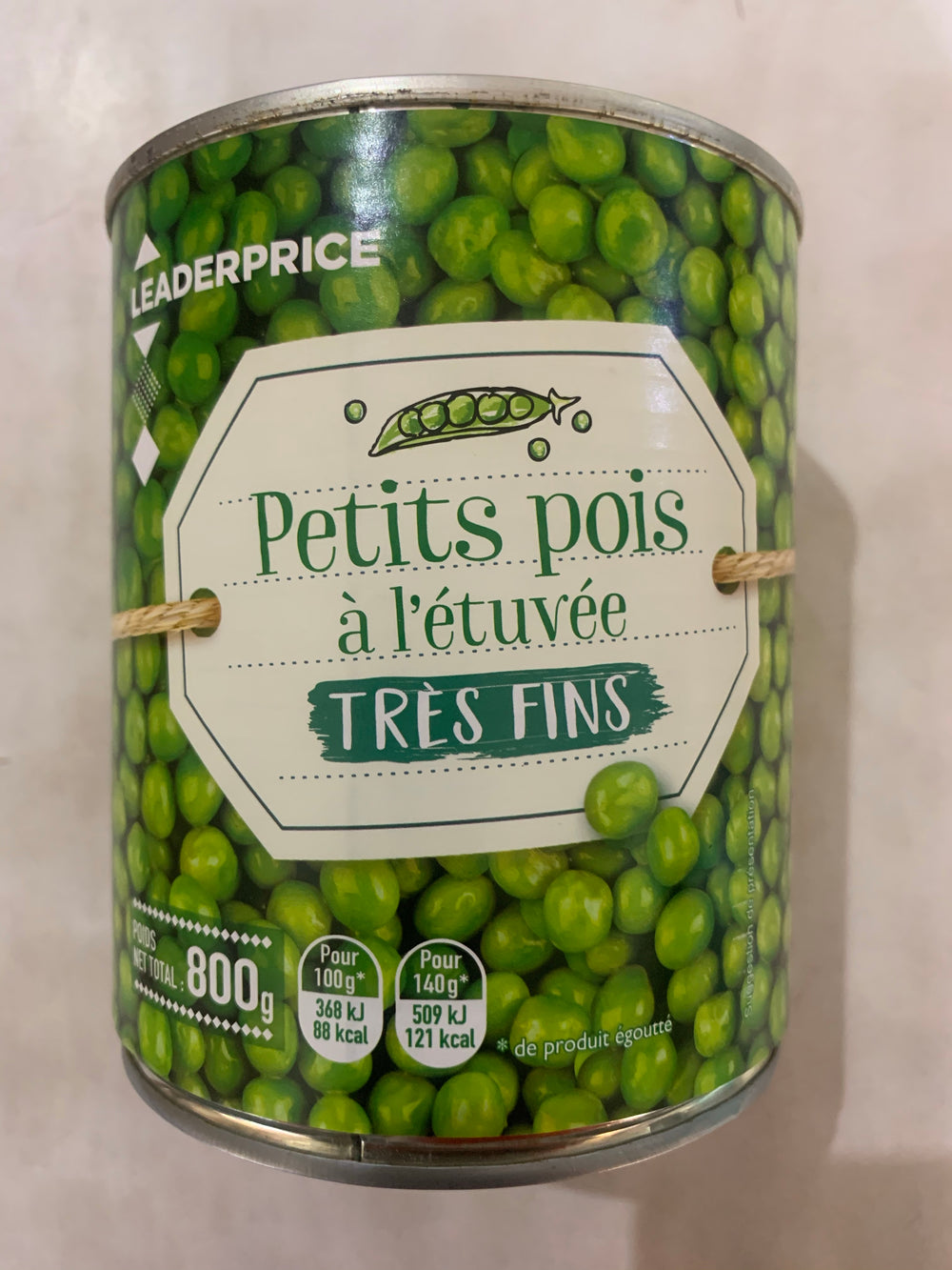 Petits pois à l'étuvée TRÈS FINS - Leader Price - 850 g DLC: Juin27