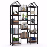 
              Tribesigns Rustic Triple Wide Bookshelf, 12 Open
            