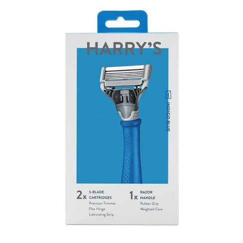 Harry's 5-Blade Men's Razor - 1 Razor Handle + 2 Razor Blade Refills - Indigo Blue