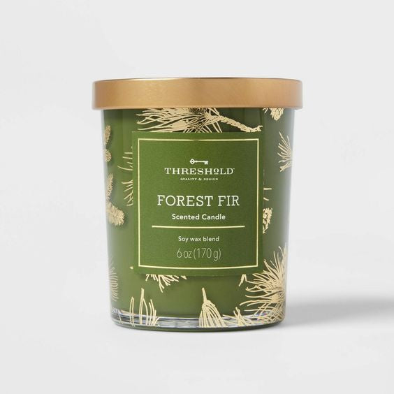 Mini Forest Fir Green Interior Color Spray Gold Decal Candle - Threshold™