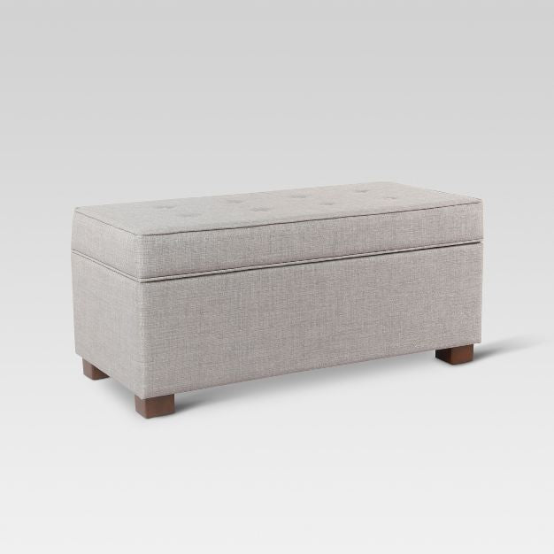 Shelton Tufted Top Storage Ottoman - Gray - Thresholda