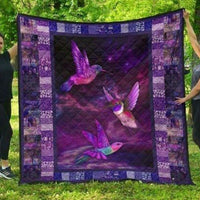 Purple Hummingbird Quilt - Hummingbird Art Quilt All Season Quilt with Cotton Quilts