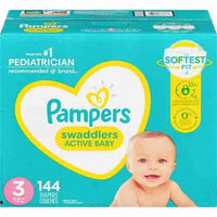 Pampers Swaddlers Active Baby Softest Fit Diapers, Size 3, Huge Pack (144 Count)