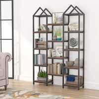 
              Tribesigns Rustic Triple Wide Bookshelf, 12 Open
            