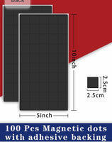 
              Grands carrés magnétiques avec support adhésif 100 autocollants magnétiques flexibles (chacun 1" x 1", 0,08" d'épaisseur) Points magnétiques collants
            