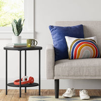 
              Wood and Metal Round End Table Black - Room Essentialsa
            