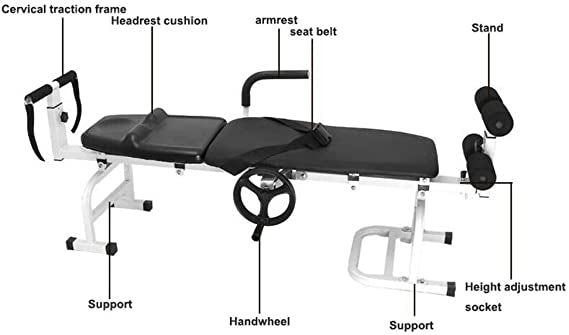 ZJDU Lit De Traction De Massage,Civière Cervicale Multifonctionnelle,Les Os De Traction Lombaire De Colonne Vertébrale Cervicale S'Étirant Redressent Le Dispositif De Tableau De Courbure