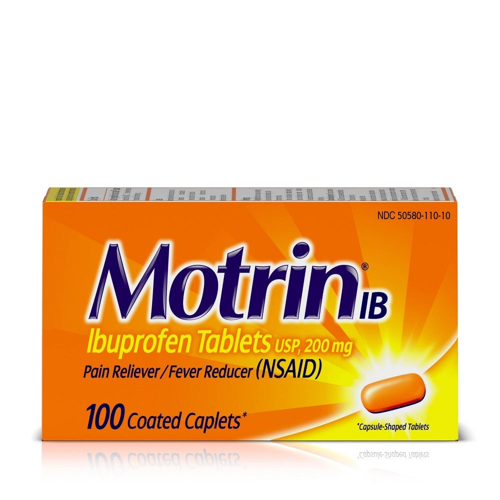 Motrin IB, Ibuprofen 200mg Tablets for Pain & Fever Relief, 100 ct DLC: Jan 2027