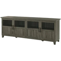 
              Goodwin 70 TV Console with Glass and Wood 4 Panel Doors in Slate Gray
            