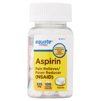 Equate Aspirin Coated Tablets, 325 mg, 100 Count