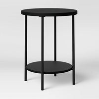 
              Wood and Metal Round End Table Black - Room Essentialsa
            