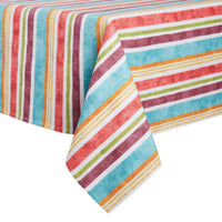 
              120"X60" Summer Stripe Outdoor Tablecloth -Design Imports
            