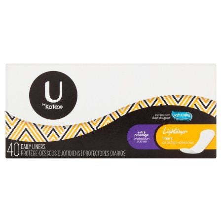 U by Kotex Lightdays Panty Liners, Extra Coverage, Unscented, 40 Ct