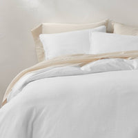 King Heavyweight Linen Blend Duvet Cover & Sham Set White - Casaluna™