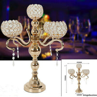 Gold 5 Arm Crystal Candelabra Votive Candle Holders Wedding Centerpieces