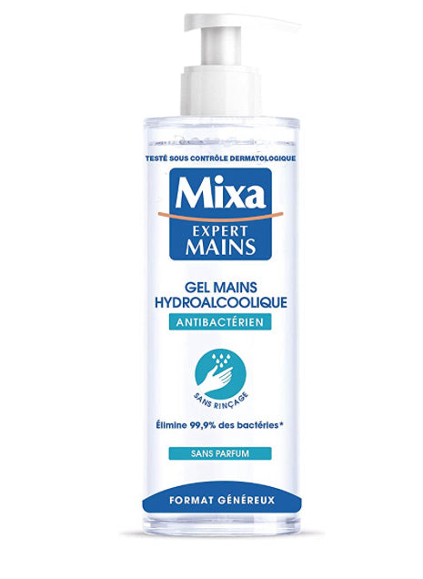 Mixa Expert Mains Gel Mains Hydroalcoolique Antibactérien  Sans Parfum 390mL