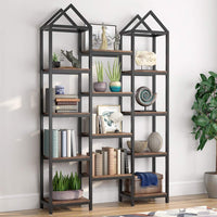 
              Tribesigns Rustic Triple Wide Bookshelf, 12 Open
            