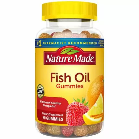 Nature Made Fish Oil Omega-3 Adult Gummies, Orange, Lemon, & Strawberry, 90 Ct DLC: JAN23