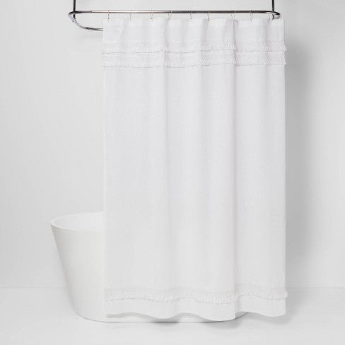 Macramé Fringe Shower Curtain Cream - Threshold™