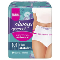 
              Culottes pour fuites urinaires Discreet Plus M ALWAYS Paquet de 9 Culottes
            