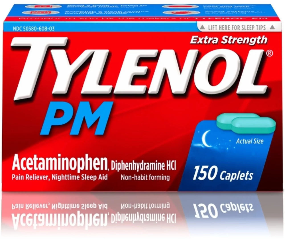 TYLENOL PM Extra Strength Caplets 150ct DLC: 07/24