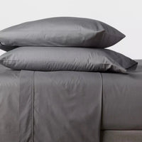 Queen 300 Thread Count Ultra Soft Flat Sheet Gray - Threshold™