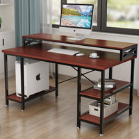 
              Tribesgns 55 inch Large Modern Office Desk/Computer Table with Storage Shelves (Teak)
            