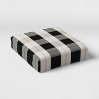 Woven Plaid Outdoor Deep Seat Cushion DuraSeason Fabric Black - Threshold