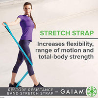 
              Gaiam Sangle élastique pour restaurer, sangle élastique d'étirement avec boucles pour une résistance moyenne, aide à étirer les jambes, ischio-jambiers, exercice, conditionnement physique/entraînement, thérapie physique
            