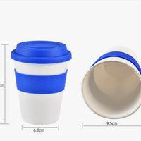 Tasse Réutilisable en Céramique Thermo-Isolée, avec Manche Antidérapante et Couvercle en Silicone 400mL