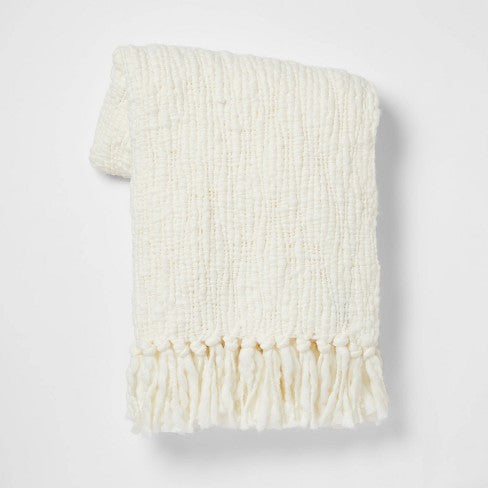 Chunky Woven Throw Blanket Cream - Threshold™