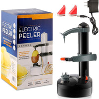 Éplucheur électrique, éplucheuse automatique multifonctionnelle de pommes de terre Fruit Pomme Légumes Outil rotatif avec 2 lames supplémentaires (noir)