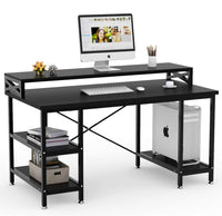 
              Tribesgns 55 inch Large Modern Office Desk/Computer Table with Storage Shelves (Teak)
            